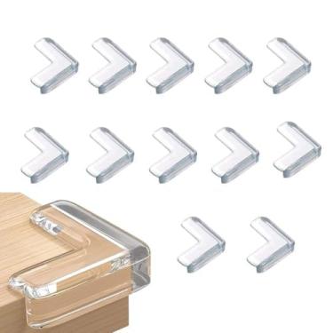 Imagem de Protetores de canto transparentes em forma de L – 12 peças, protetores de borda de móveis transparentes para evitar batidas e arranhões