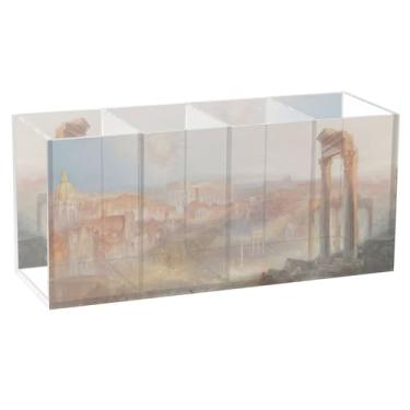 Imagem de TSENQUE J m W Turner Prints Modern Rome Suporte de lápis fofo personalizado para mesa de acrílico marcador de marcador, porta-pincéis, copo de caneta, escritório, estética, armazenamento de mesa