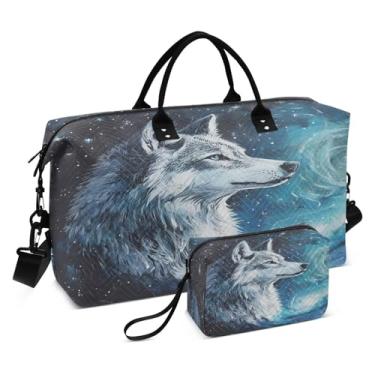 Imagem de CEBUGI Bolsa feminina acolchoada com lobo, grande, bolsa de viagem de fim de semana, bolsas hospitalares para trabalho de parto e parto