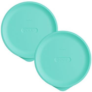 Imagem de Tampas de substituição para Pyrex 7402-PC 6/7 xícaras, tampa redonda de silicone para tigela de vidro âncora, pacote com 2, turquesa