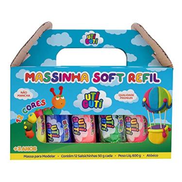 Imagem de UTIGUTI Massinha Soft, Massa para Modelar Colorida em Salsichinhas de 50g, Refill, 12 Cores