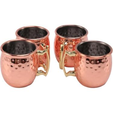 Imagem de Eeghurt Mini caneca de aço inoxidável de 59 ml, mini canecas de café expresso, canecas banhadas a cobre, 4