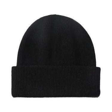 Imagem de Gorro Feminino De Inverno Quente E Macio Em Puro Cashmere, Cor Sólida,