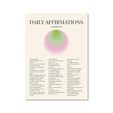 Imagem de Impressão de pôster de arte de parede com citações de afirmação diária gradiente positivo Aura pintura estética impressões sala de estar decoração de casa (SKU6,20.3x30.5 cm = (20x30 cm), sem moldura)
