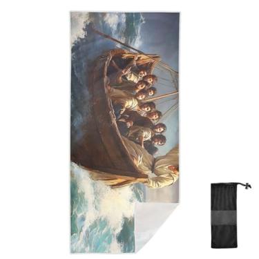 Imagem de Joitme Jesus Boat Toalha infantil escura, tamanho P, toalhas de banho infantis, toalhas de praia resistentes à areia