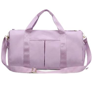 Imagem de Mala de Mao Compacta de Viagem Feminina Funcional com Alca Transversal Bolsa de Viagem em Nylon Resistente com Bolso para Sapatos Ajustavel Leve e Versatil Ideal e Uso Diario (Lilás)