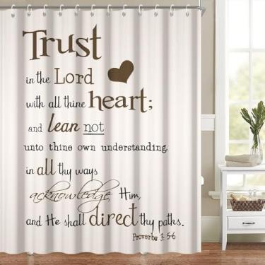 Imagem de Cortina de banheiro cristã para banheiro com citação inspiradora clássica cortina de banho versículo bíblico cortinas de banheira moderna minimalista decoração de banheiro lavável tecido de poliéster