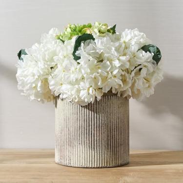 Imagem de SIDUCAL Vaso de cerâmica vintage rústico de terracota, vaso decorativo de cerâmica de 18 cm, vasos de boca larga para decoração de casa, sala de estar, estante de livros, quarto, banheiro, cozinha