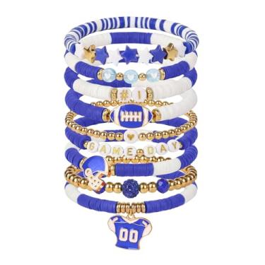 Imagem de Coshatch Dia de Jogo #1 Pulseira de Futebol com Pingente de Miçangas Elásticas Jérsei Pingente Jérsei Joias Esportivas para Mães Pais Treinadores Fãs Acessórios de Moda Verde, One Size, Argila de