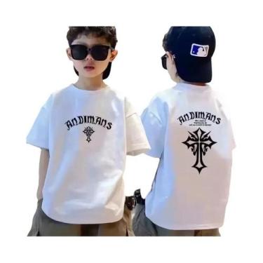 Imagem de Camiseta De Algodão Com Estampa Graffiti Para Meninos E Meninas, Manga