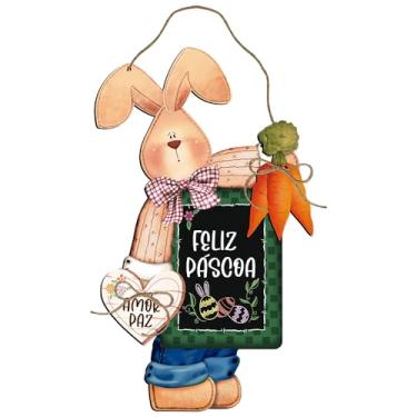 Imagem de Placa Decorativa em MDF Adesivada - Feliz Páscoa Coelho Lousa