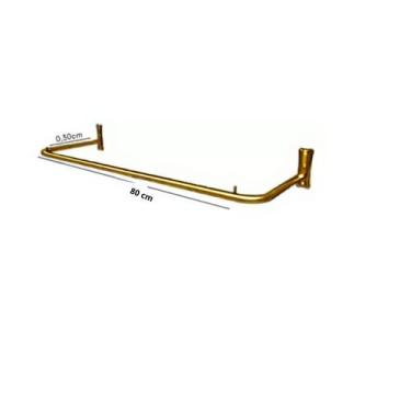 Imagem de Arara Fixa de Parede Tubo Redondo 80 CM Cor Do Produto Epoxi:Dourado -