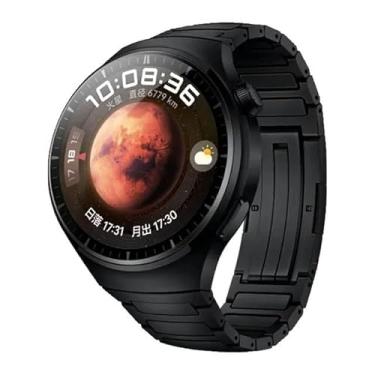 Imagem de IRFKR Pulseira luxuosa de titânio para HUAWEI WATCH GT 4 46 mm Pulseira GT 4 Pro 3 Ultimate Honor GS 3 Pro MagicWatch Pulseira de relógio de metal de 22 mm (preta, para Honor GS 3)