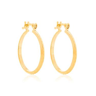 Imagem de Brinco Rommanel Banhado A Ouro 18K Pequena Argola Fina Com Trabalhos 522908