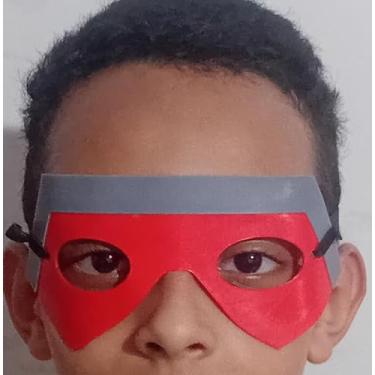 Imagem de Máscara de Super-Herói para Crianças, Vermelho e Cinza, Fantasia de Festa