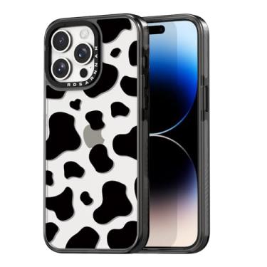 Imagem de Rosarnnah Capa de celular compatível com iPhone 14 Pro, estética fofa - durável à prova de choque de 2 metros com estampa divertida de vaca leiteira 15,5 cm preta