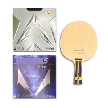 Imagem de Raquete ZLC Clássica de Tênis de Mesa Montada, Madeira com Carbono, Borracha Arthur Europe Diamond Vermelha e RXTON5 Preta, Profissional