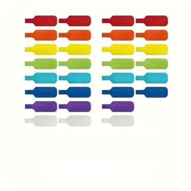 Imagem de 35 peças multicoloridas grandes etiquetas autoadesivas para cabos, organizador de cabos de mouse e teclado - Ferramenta reutilizável de gerenciamento de fios para chaves de carro e marcadores de