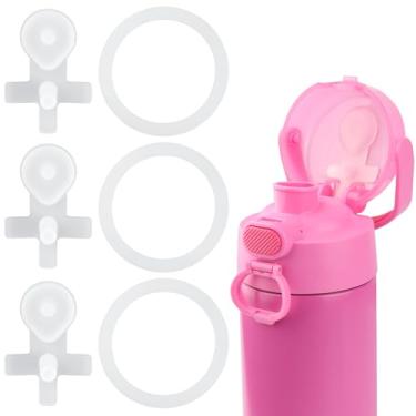 Imagem de Joshey Kit de vedação e tampa à prova de vazamento de substituição (3+3), para garrafa térmica térmica Funtainer 473 ml - Peças de reposição para garrafa de água com tampa, novo modelo (tampa sem
