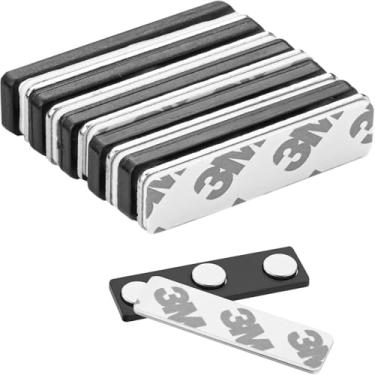 Imagem de Pacote com 5 ímãs de crachá com 3 ímãs de neodímio e adesivo 3M para porta-crachás de identificação em jaquetas de uniforme (preto)