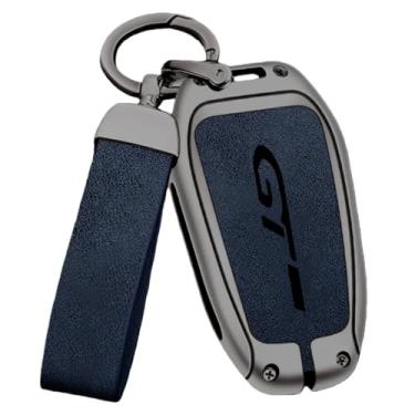Imagem de Capa de couro para chave de carro compatível com peugeot GT-GTline 308 3008 2008 4008 5008, acessórios automotivos de couro de alta qualidade(GRAY)