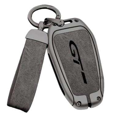 Imagem de Capa de couro para chave de carro compatível com peugeot GT-GTline 308 3008 2008 4008 5008, acessórios automotivos de couro de alta qualidade(Black)