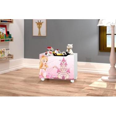 Imagem de Caixa Organizadora Para Brinquedos Modelo Princesa Com Rodízios Cor Ro