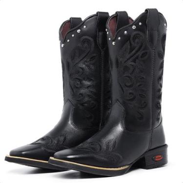 Imagem de Bota Feminina Texana Preto Couro DIfranca - 6145, 39
