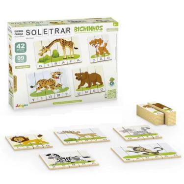 Imagem de Soletrar animais jogo de alfabetização madeira 42 peças - JUNGES