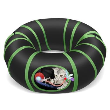 Imagem de Bola interativa de brinquedos para gatos que rolam rapidamente no túnel para gatos – bola ativada por movimento em túnel de enriquecimento, jogo de esconde-esconde para gatos e gatinhos em ambientes