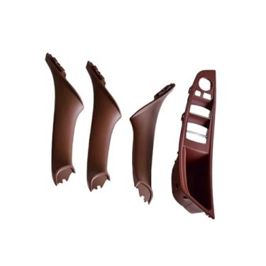 Imagem de Plástico abs rhd estilo do carro interior painel da porta alça puxar painel guarnição capa compatível com bmw série 5 f10 f11 520 525 530 535(Wine Red-4pcs-RHD)