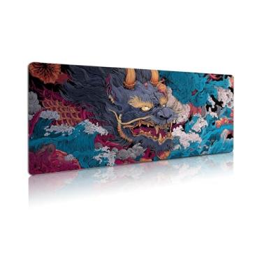 Imagem de Mouse pad estendido para jogos, tapete de mouse grande base de borracha natural de 3 mm com bordas costuradas, tapete de mesa antiderrapante para escritório, casa, ótimo presente 81,5 x 11,8 polegadas