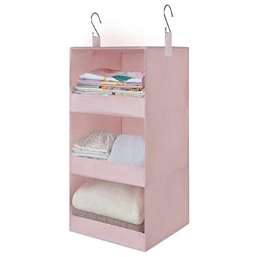 Imagem de GRANNY SAYS Organizador de armário suspenso com 3 prateleiras, prateleiras dobráveis para armário, organizador de berçário, rosa, 74 cm A x 30 cm L x 30 cm P, 1 pacote