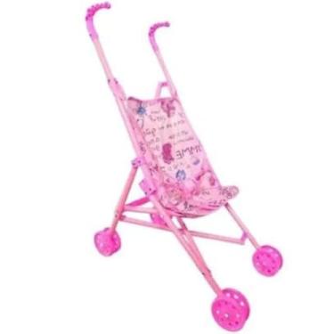 Imagem de Carrinho de Boneca Rosa Para Brincadeiras Cheias de Imaginacao e Estilo,Carrinho de Boneca Dobrável, Rosa, 50cm Altura, com Cinto de Segurança e Tecido Removível