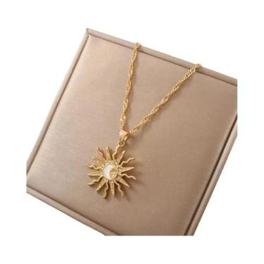 Imagem de Colar Retro Com Pingente De Sol, Estrela E Lua Em Strass Para Mulheres