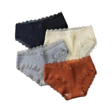 Imagem de Calcinhas De Renda Com Detalhe Ondulado Para Mulheres, 4 Peças, Confor