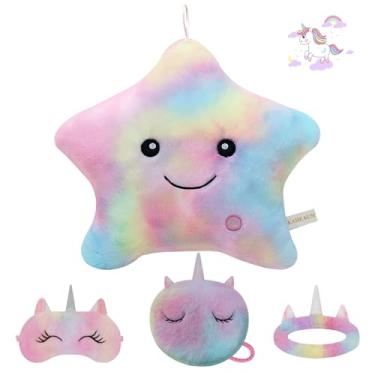 Imagem de KAHEAUM Travesseiros para sofá para decoração de sala de estar, sofá, cadeira, Natal, aniversário, ano novo, presente de almofada de pelúcia com estrela decorativa, fofo, colorido, rosa