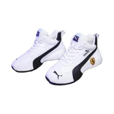 Imagem de Tênis Esportivo Casual Masculino De Couro Branco De Cano Baixo Confort