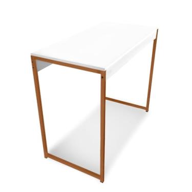 Imagem de Mesa de Escritório Moderna branca com gold com Design Minimalista - Home Office 90cm