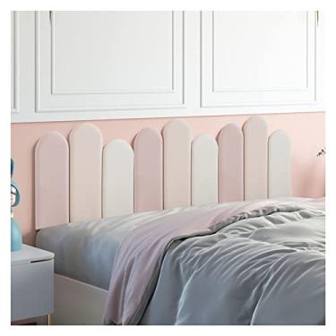 Imagem de Cabeceira 3D autoadesiva de painéis de parede estofados para cama king, casal e queen, pacote com 9 painéis, resistente à sujeira fácil, rosa