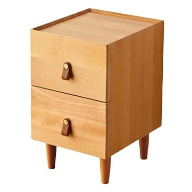 Imagem de Mesa de cabeceira minimalista de madeira grande para espaços pequenos, mesa de canto de armazenamento de 2 camadas para quarto, sala de estar, cômoda pequena, móveis de cabeceira