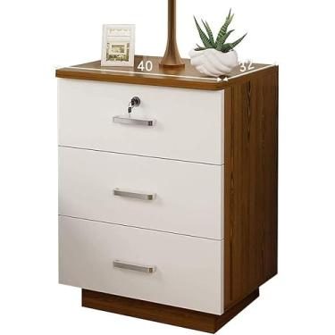 Imagem de Mesa de cabeceira com trava htst Mesas laterais de sofá com gavetas de armazenamento, mesa de cabeceira pequena para móveis de quarto, mesa de lanche e mesa digna