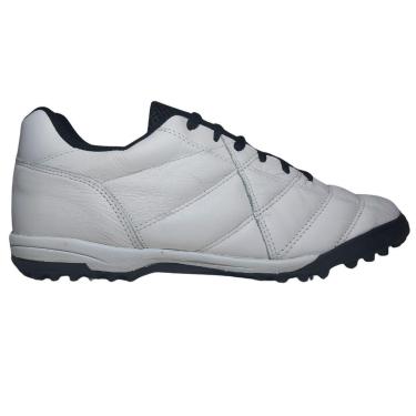 Imagem de Chuteira Society Díavolo Couro Preta/ Branca Sem Logomarca-Unissex