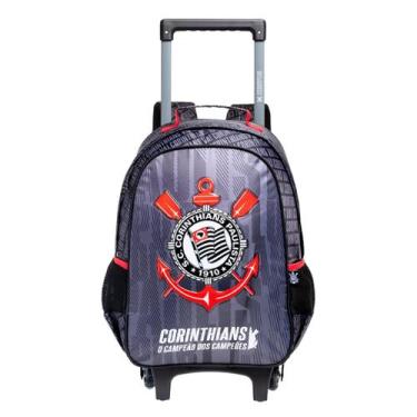 Imagem de Mochila De Rodas Corinthians Infantil 16'' Escolar Meninos Cor:Preto -