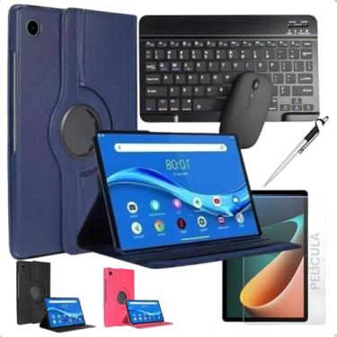 Imagem de Kit Completo Para Tab Galaxy A9plus 11polegadas+ Capa Giratória 360° + Teclado e Mouse Bluetooth + Película Cerâmica Fosca + Caneta Touch (Azul)