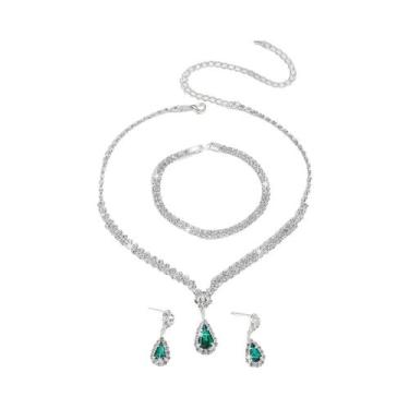 Imagem de Conjunto De Joias Femininas De Moda 4 Peças: Colar, Brincos E Pulseira