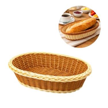 Imagem de Cesto Vime Trançado 24cm Organizador de Mesa Pão - New Goods, Marrom