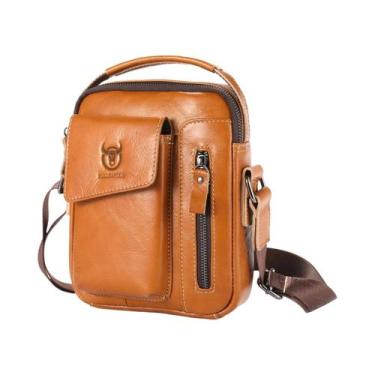 Imagem de Bolsa De Ombro De Couro Casual Masculina BULLCAPTAIN, Bolsa Mensageiro