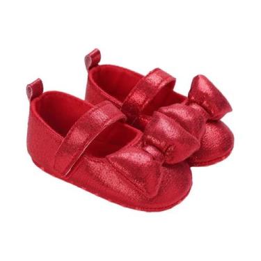 Imagem de Sapatos De Bebê Com Sola De Tecido Antiderrapante Vermelha Para 0-1 An