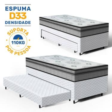 Imagem de Cama Box com Colchao D Angelis Espuma D33 Pillow In Ortosleep + Auxiliar de Espuma Unique Solteiro 88cm